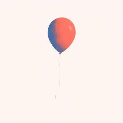 Minimalist Illustration Of A Single Floating Red Balloon