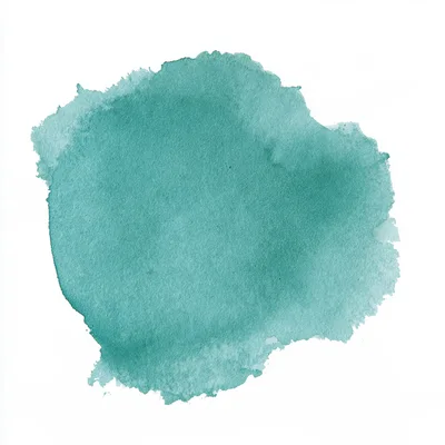 Teal Watercolor Paint Splatter On White Background