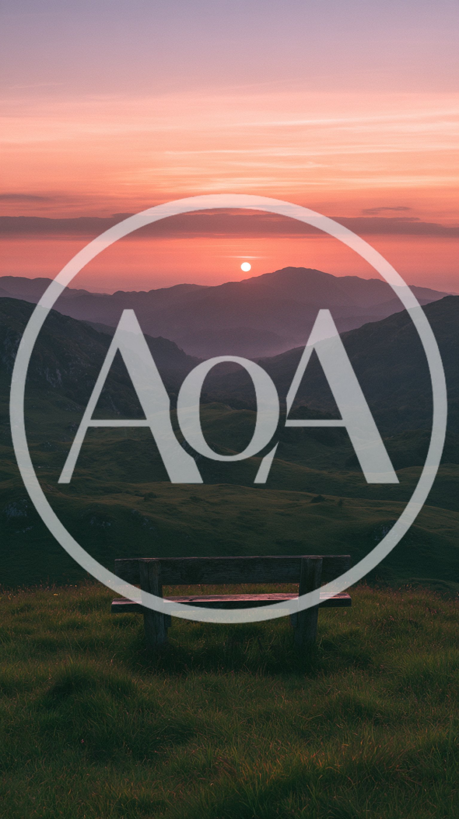 Wooden Bench Overlooking A Mountain Valley At Sunset