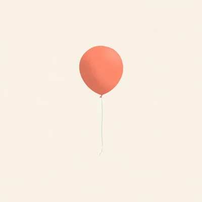 Minimalist Illustration Of A Single Floating Coral Balloon