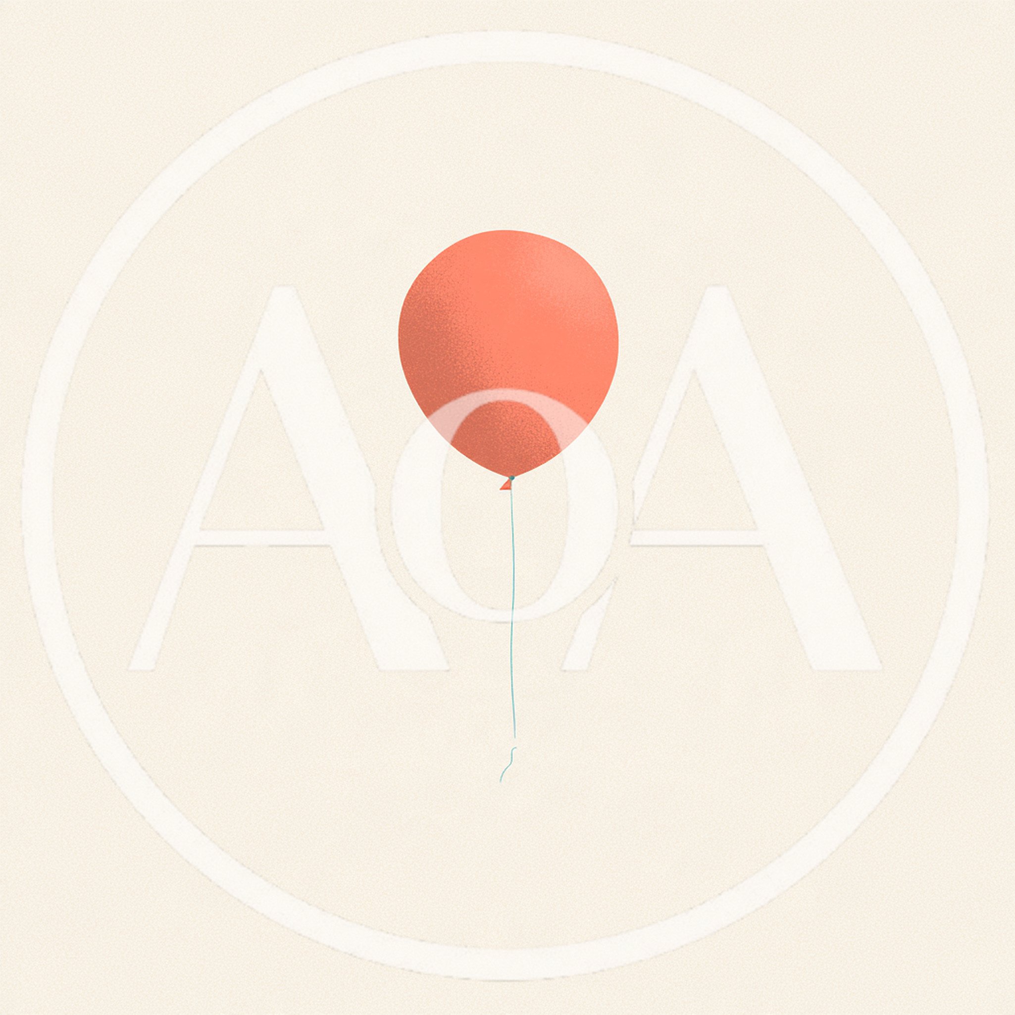 Minimalist Illustration Of A Single Floating Coral Balloon