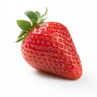 Single Fresh Ripe Strawberry Isolated On White Background