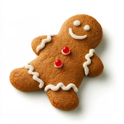 Single Gingerbread Man Cookie On White Background