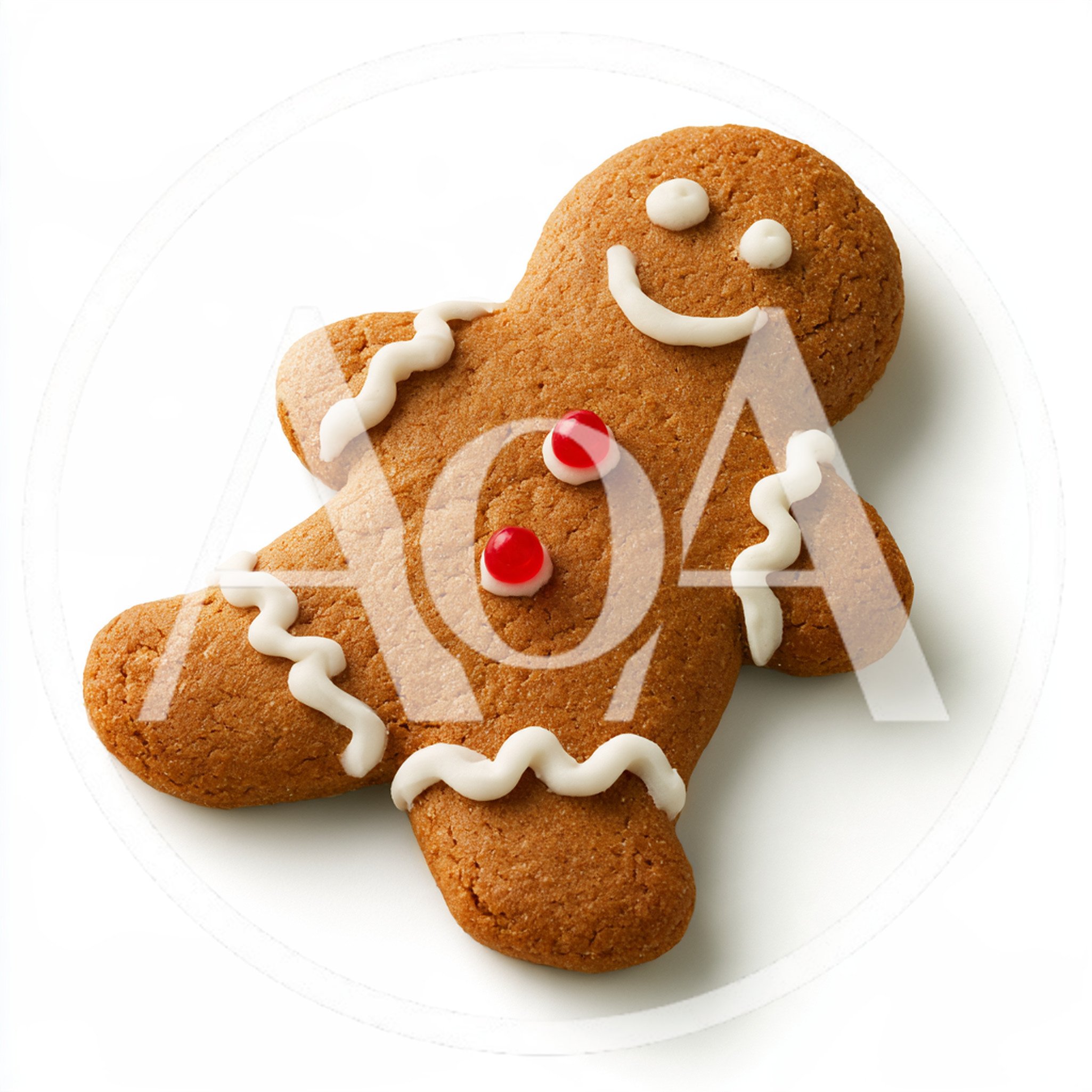 Single Gingerbread Man Cookie On White Background