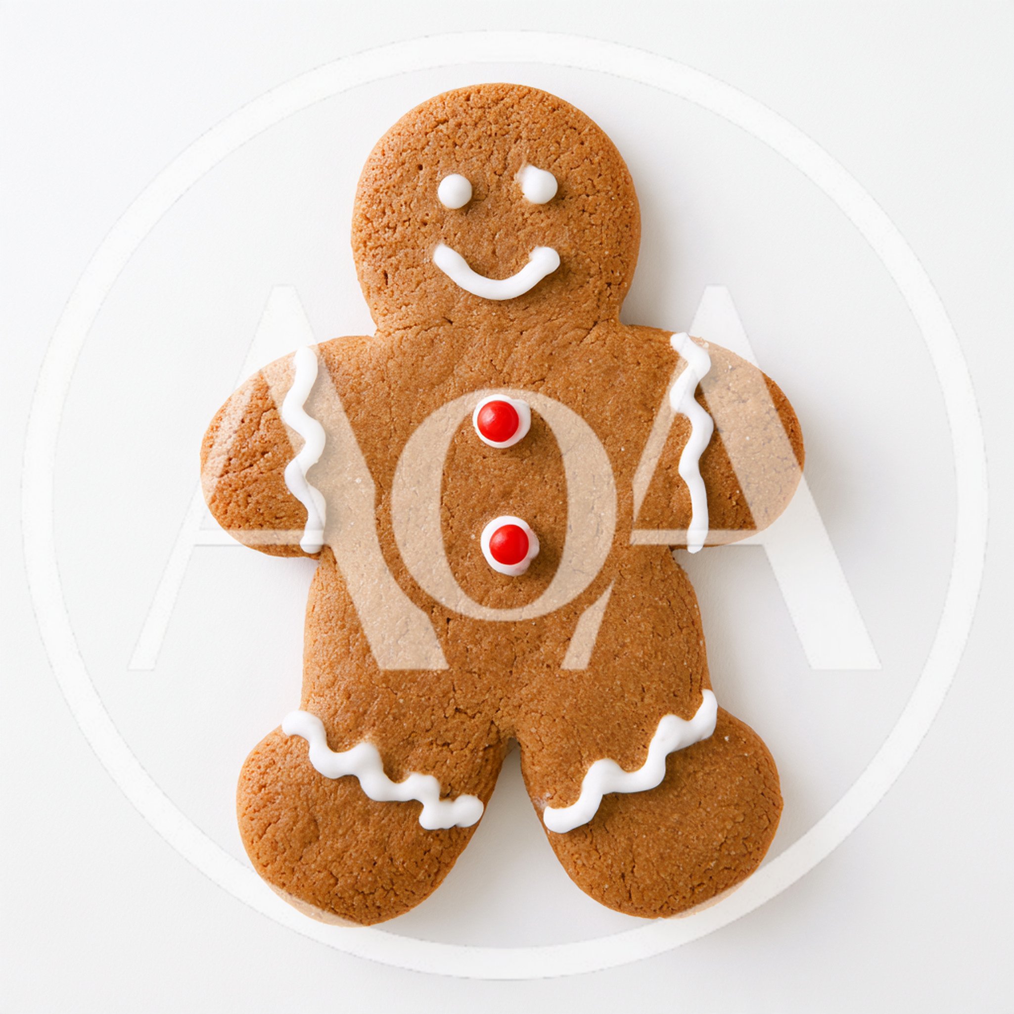 Single Gingerbread Man Cookie On White Background