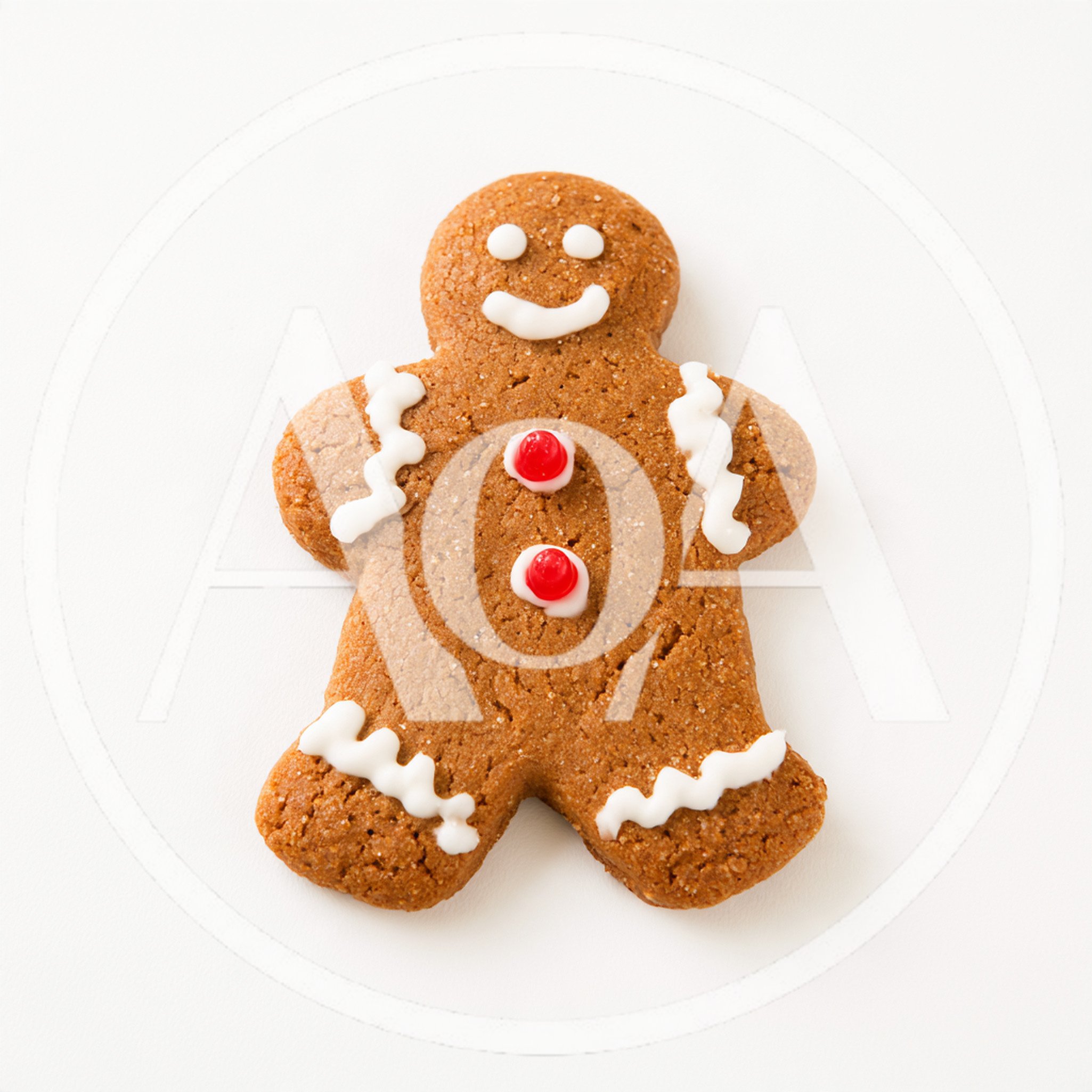 Single Gingerbread Man Cookie On White Background