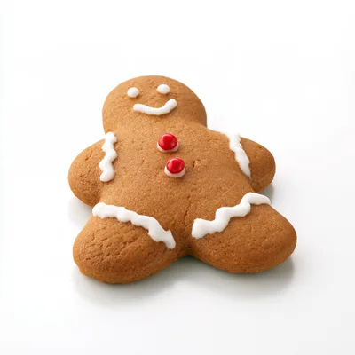 Single Gingerbread Man Cookie On White Background