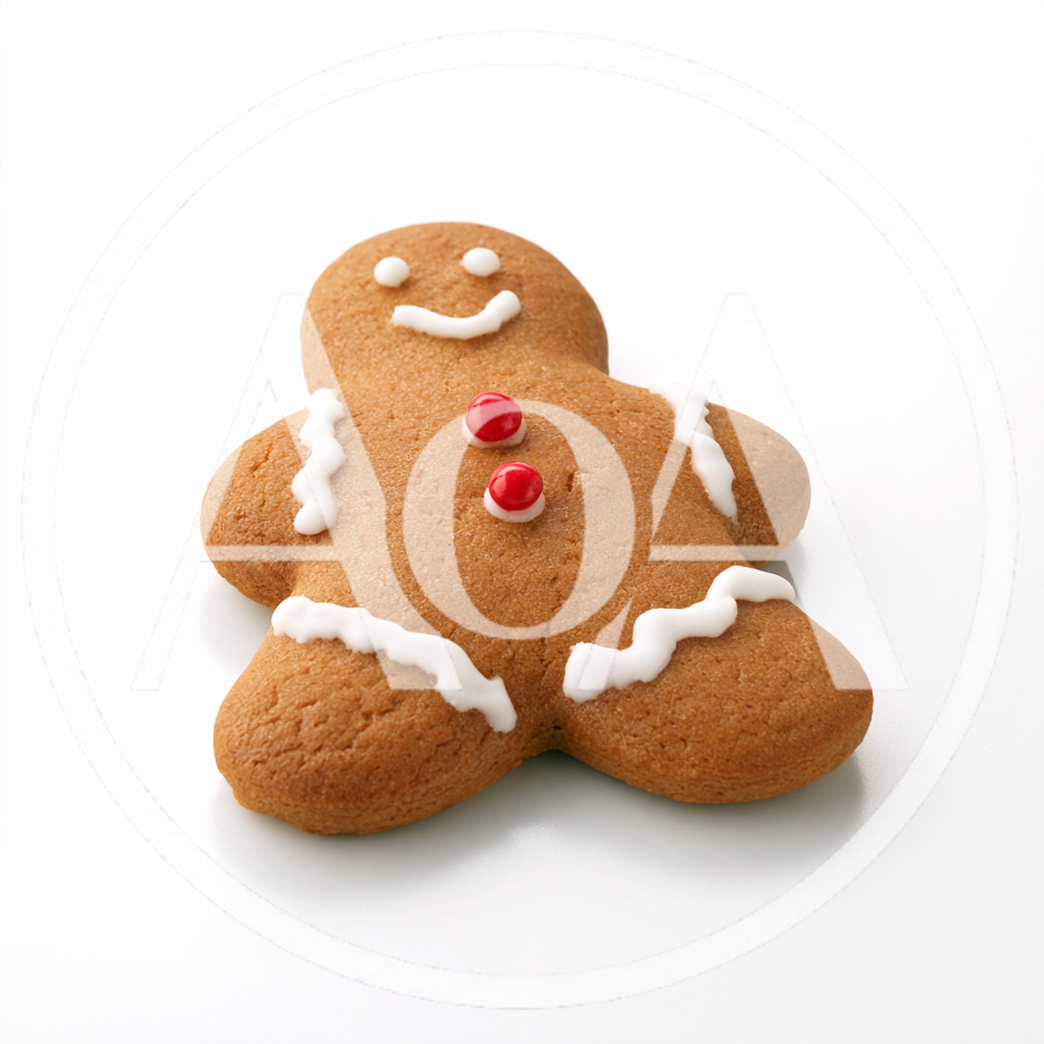 Single Gingerbread Man Cookie On White Background
