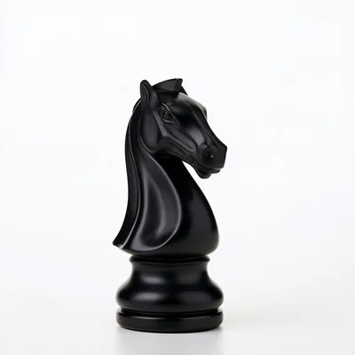 Black Chess Knight Piece Isolated On White Background