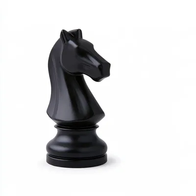 Black Chess Knight Piece Isolated On White Background