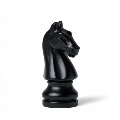 Black Chess Knight Piece Isolated On White Background