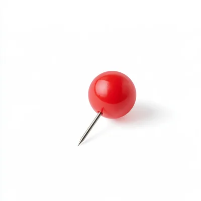 Single Red Push Pin Isolated On White Background