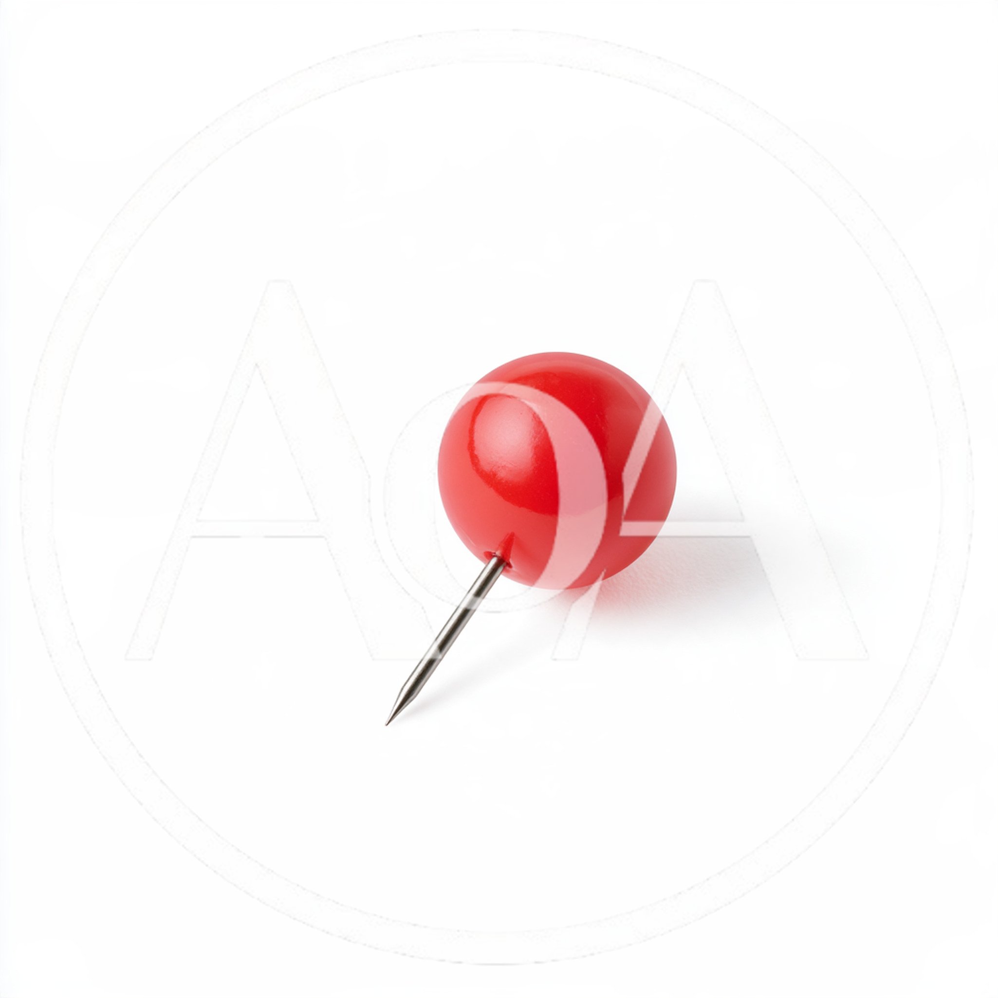 Single Red Push Pin Isolated On White Background