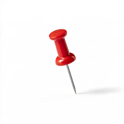 Single Red Push Pin Isolated On White Background