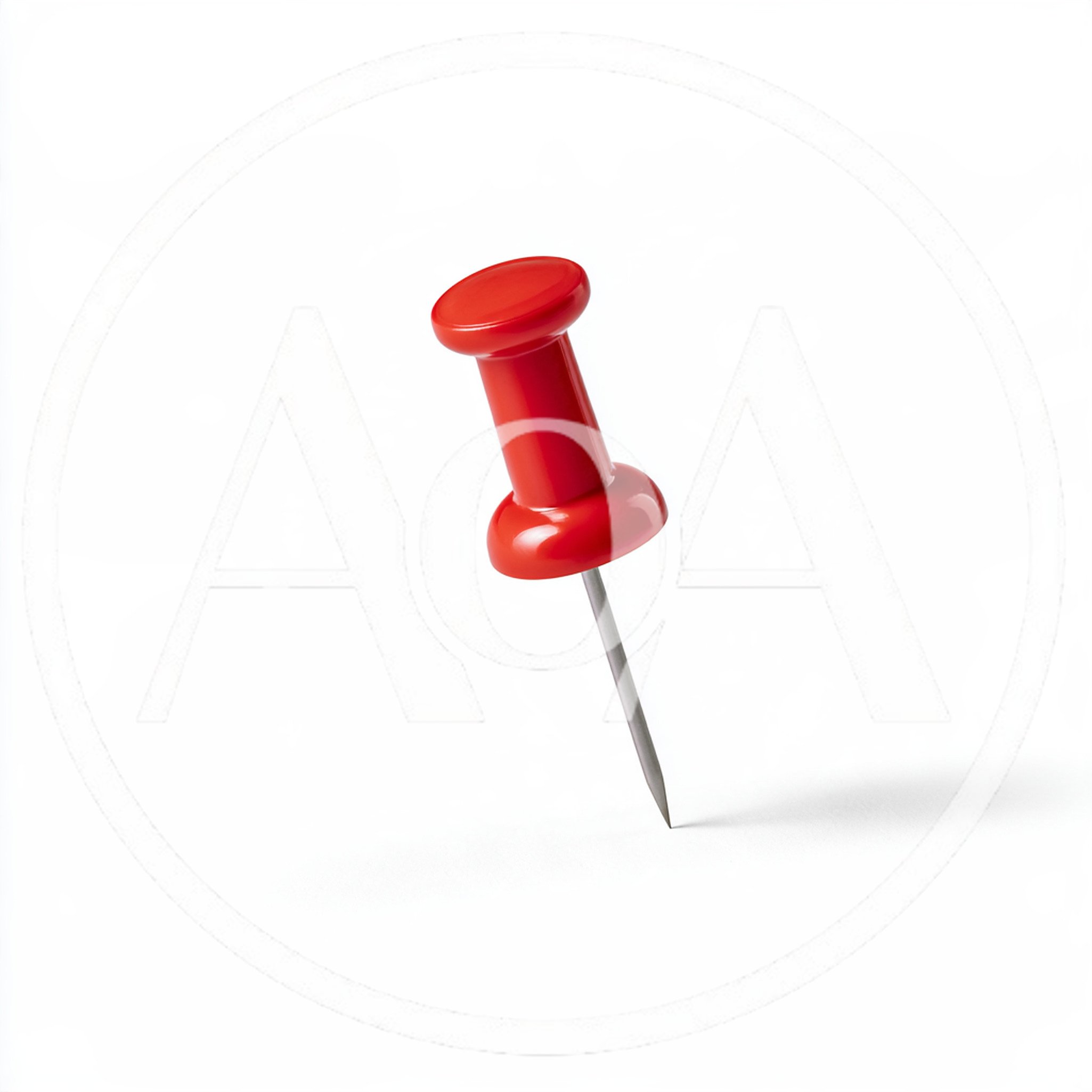 Single Red Push Pin Isolated On White Background