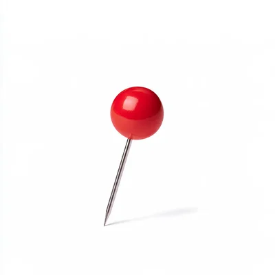 Single Red Push Pin Isolated On White Background