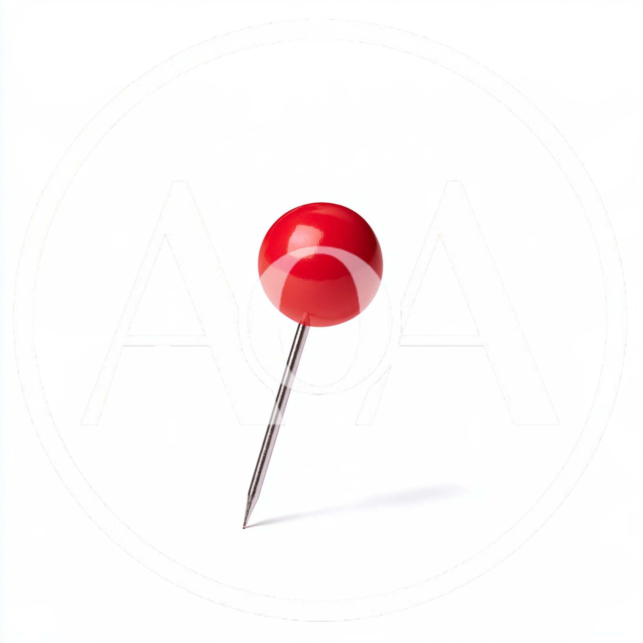 Single Red Push Pin Isolated On White Background