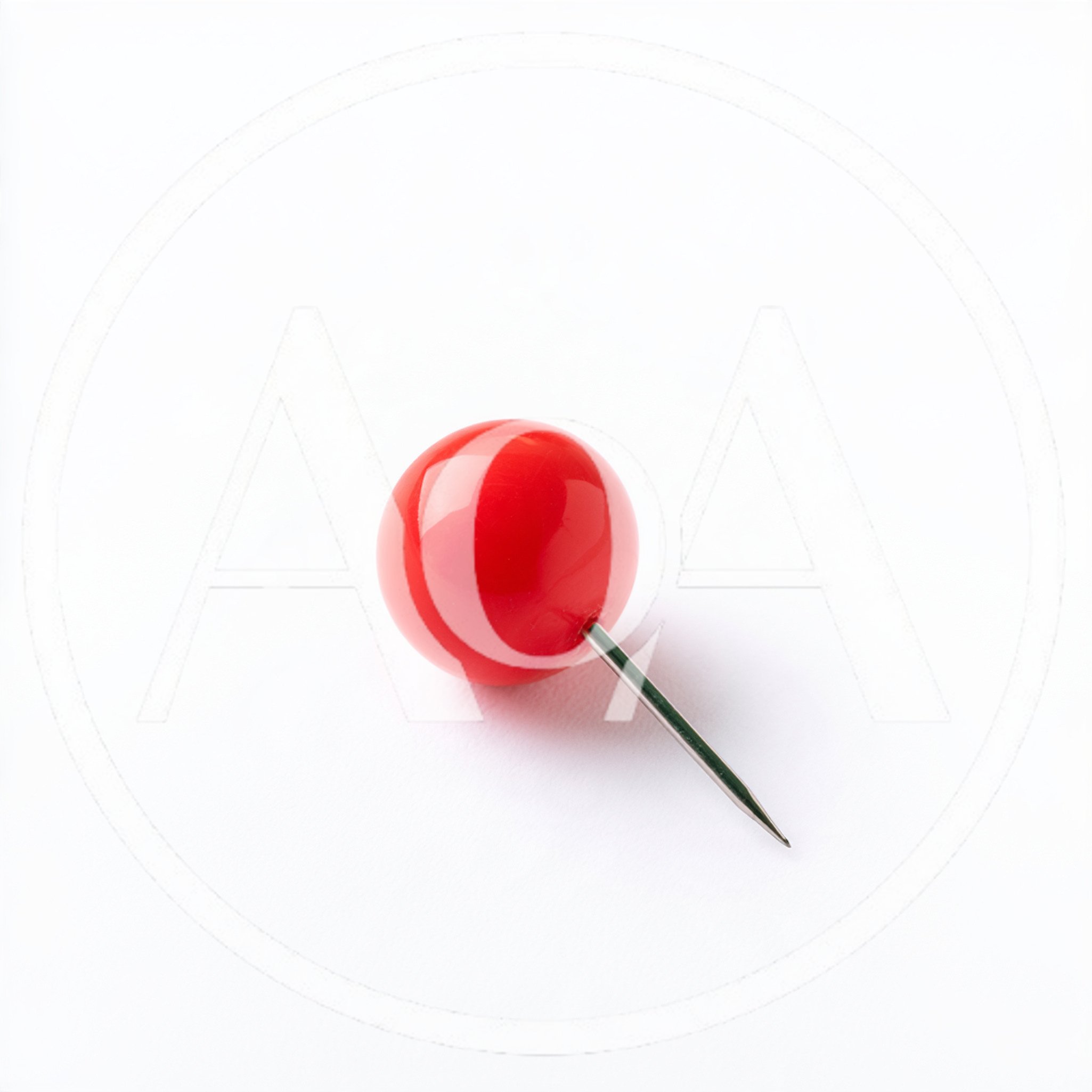 Single Red Push Pin On White Background