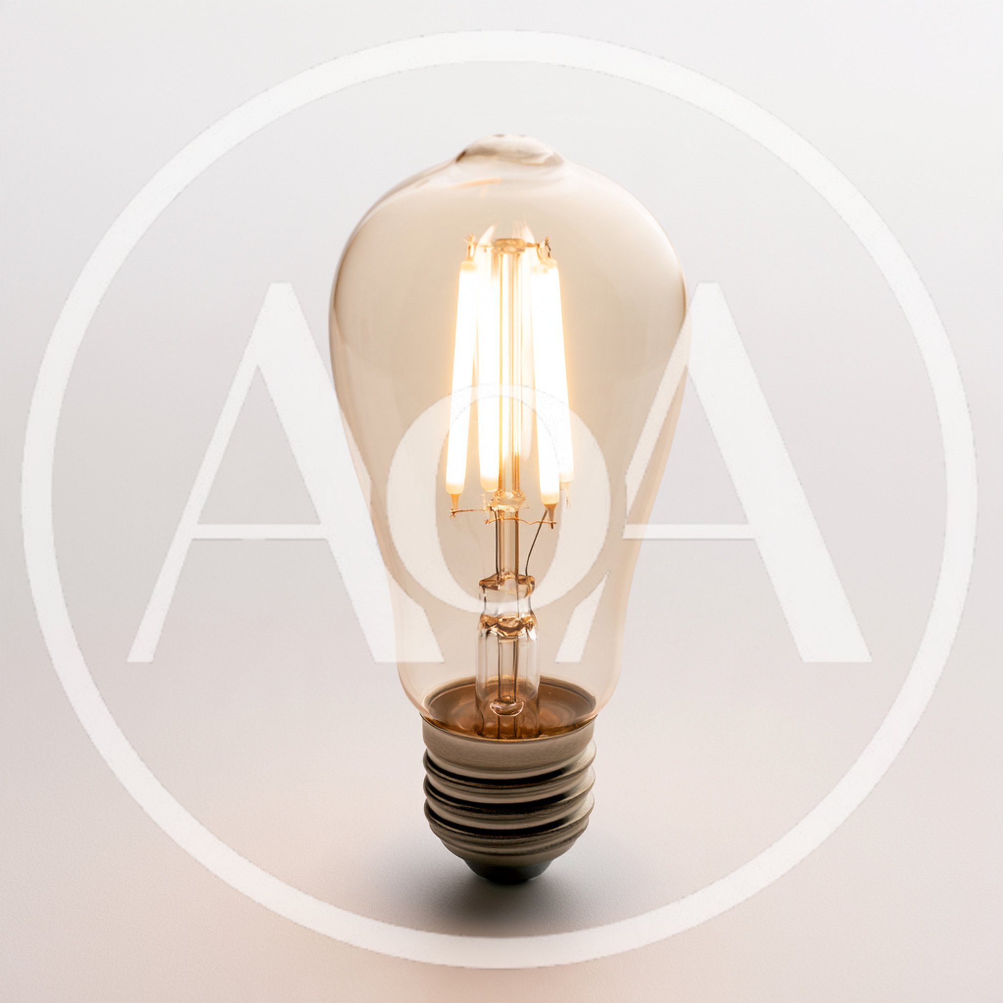 Glowing LED Filament Light Bulb On White Background