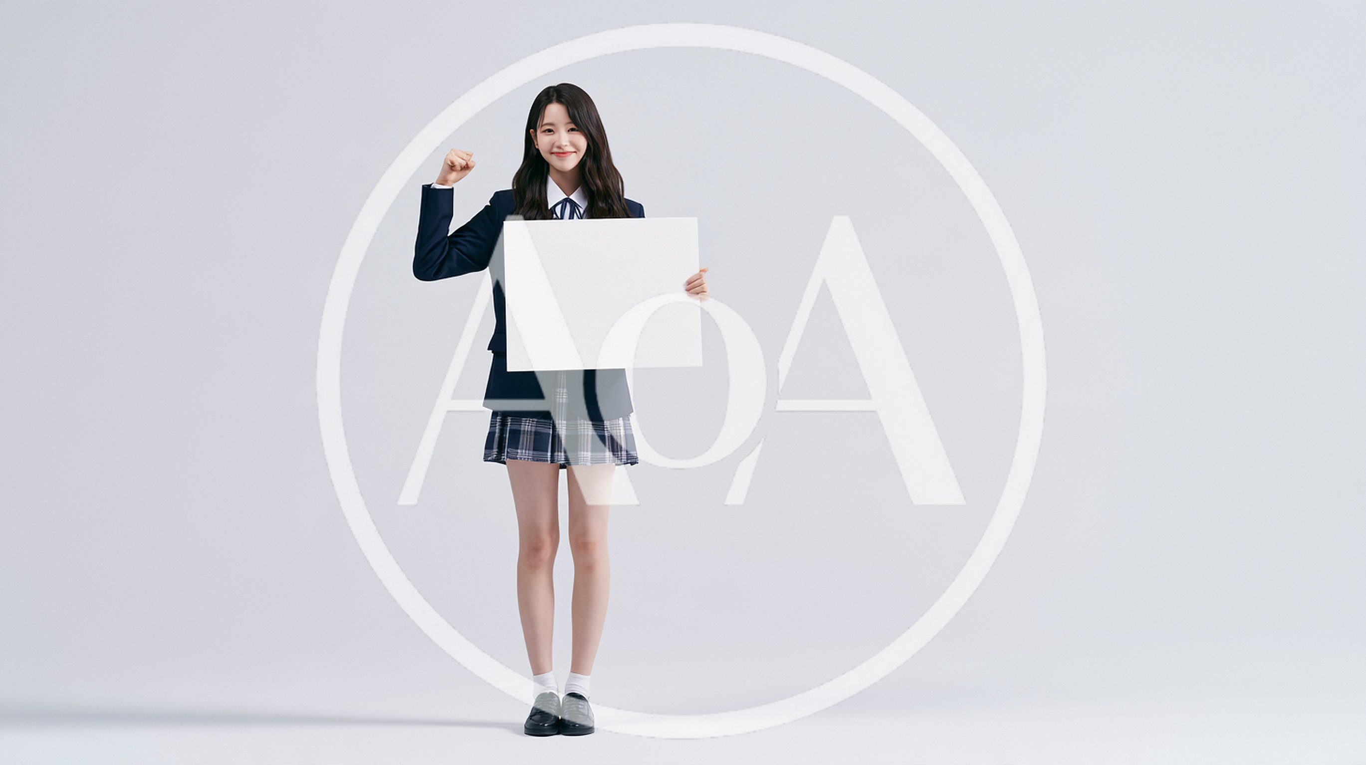 Young Woman In School Uniform Holding Blank Sign