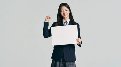 High School Student Holding Blank Sign