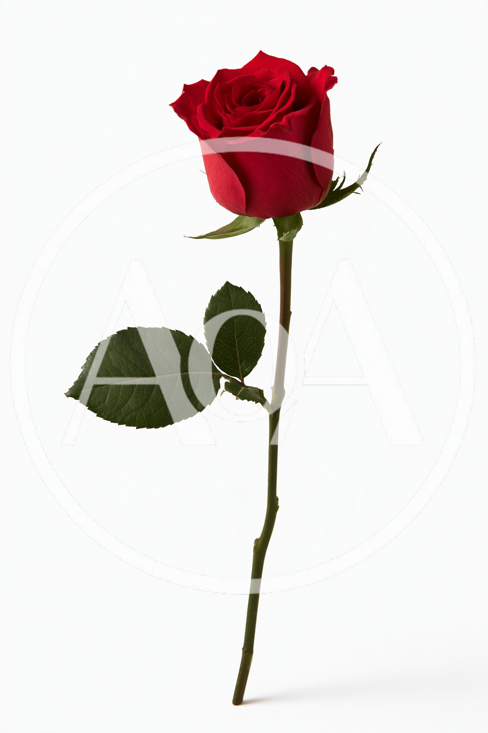 Single Red Rose On White Background