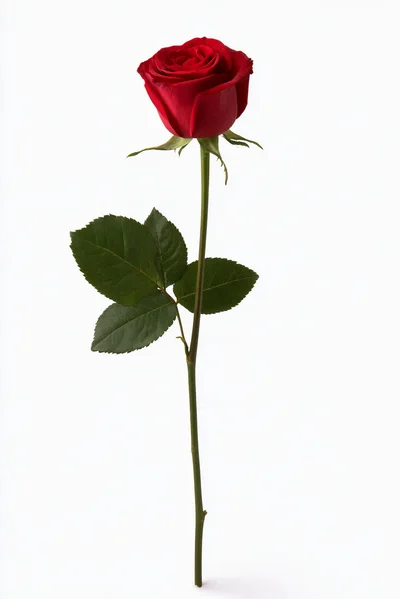 Single Red Rose On White Background