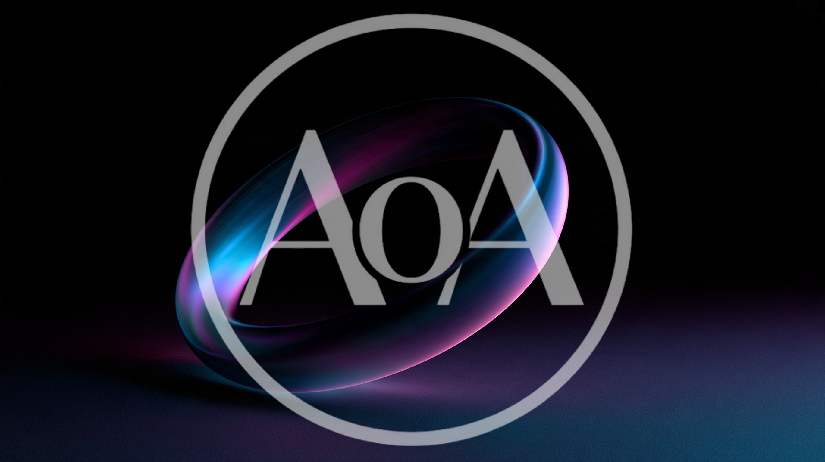 Abstract Glowing Neon Torus Ring Floating In Darkness