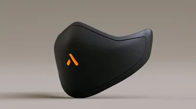 Modern Black Protective Face Mask With Glowing Orange Logo