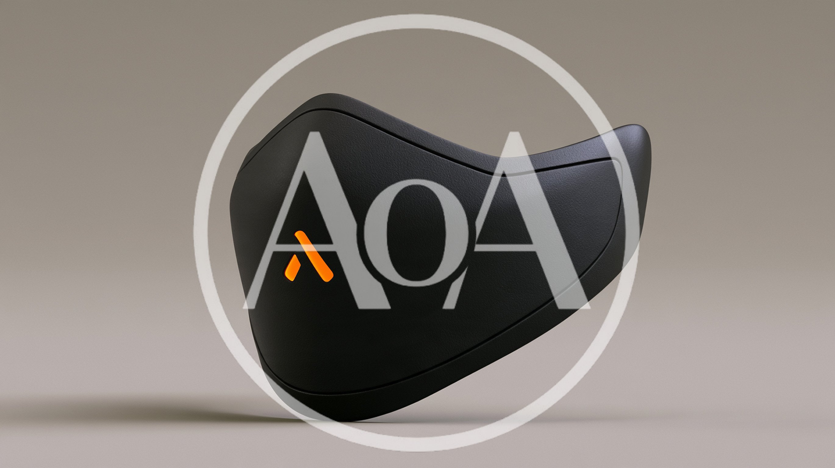 Modern Black Protective Face Mask With Glowing Orange Logo