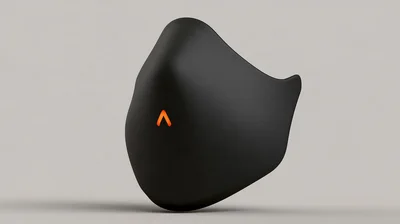 Minimalist Black Protective Face Mask With Glowing Orange Logo