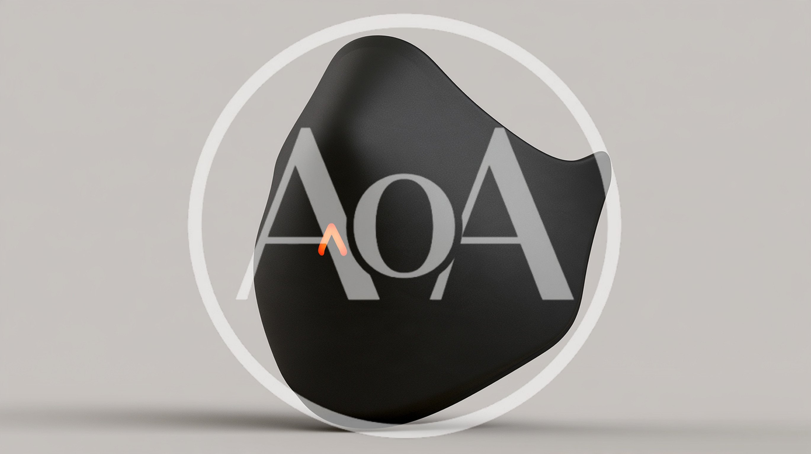 Minimalist Black Protective Face Mask With Glowing Orange Logo