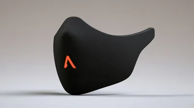 Minimalist Black Protective Face Mask With Glowing Orange Logo