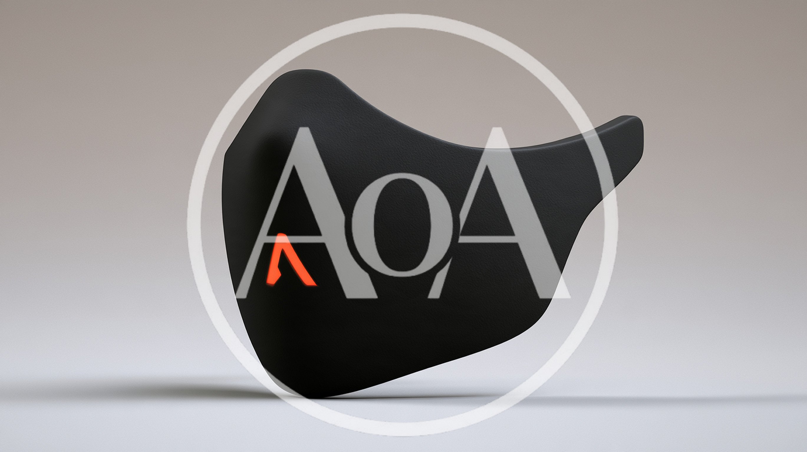 Minimalist Black Protective Face Mask With Glowing Orange Logo