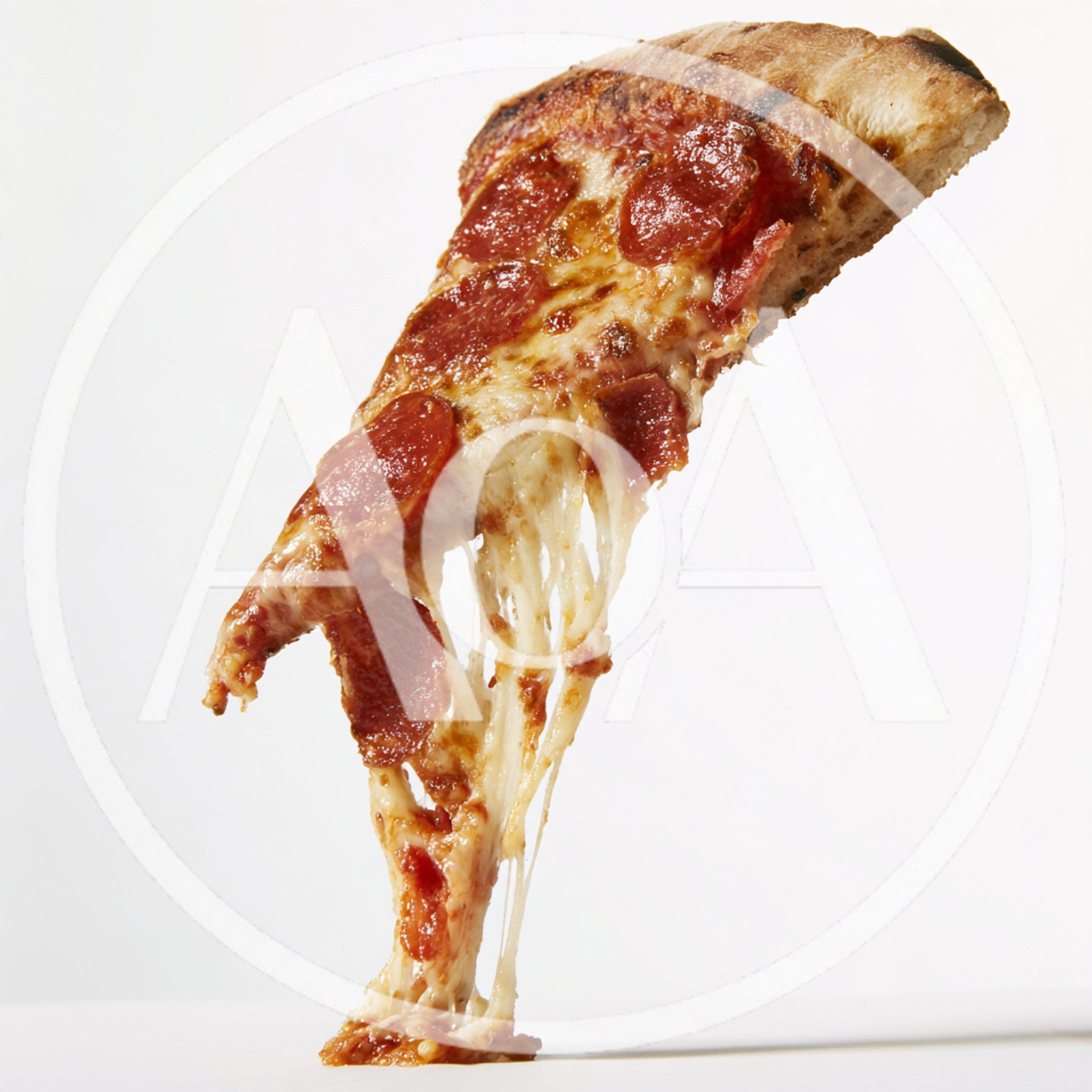 Single Slice Of Pepperoni Pizza With Melting Cheese