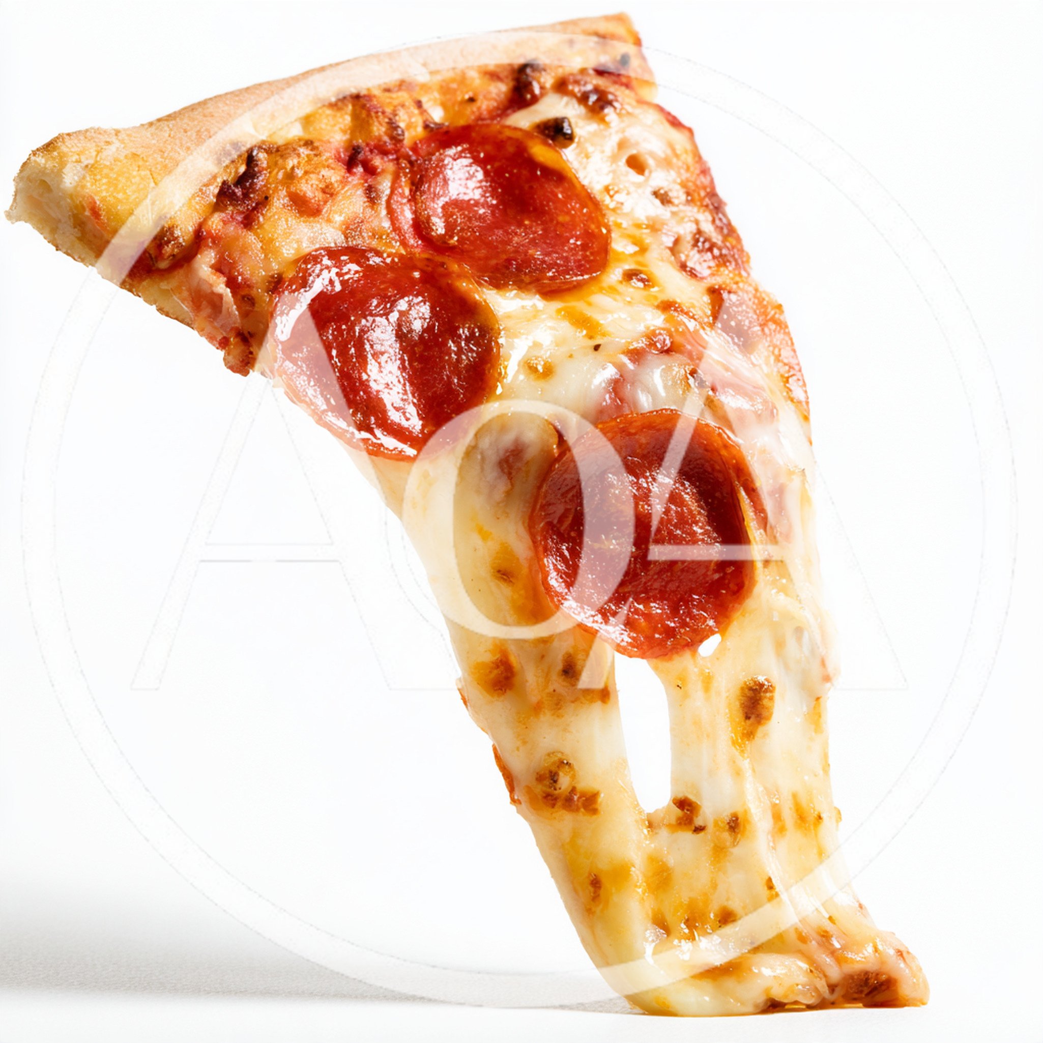 Single Slice Of Pepperoni Pizza With Melting Cheese