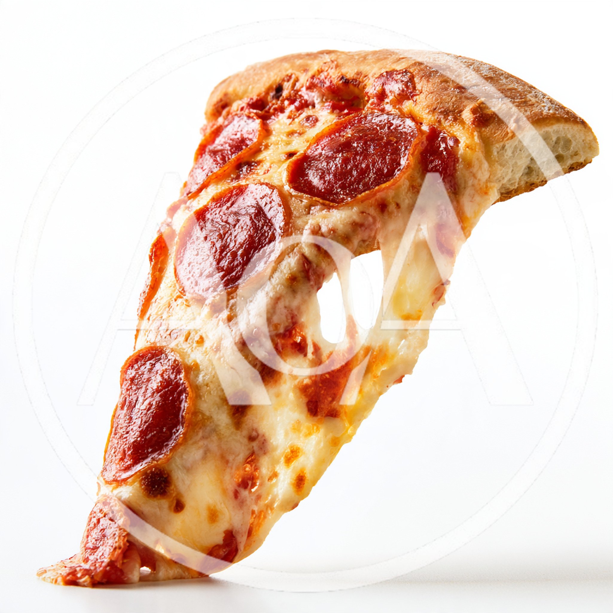 Single Slice Of Pepperoni Pizza With Melting Cheese