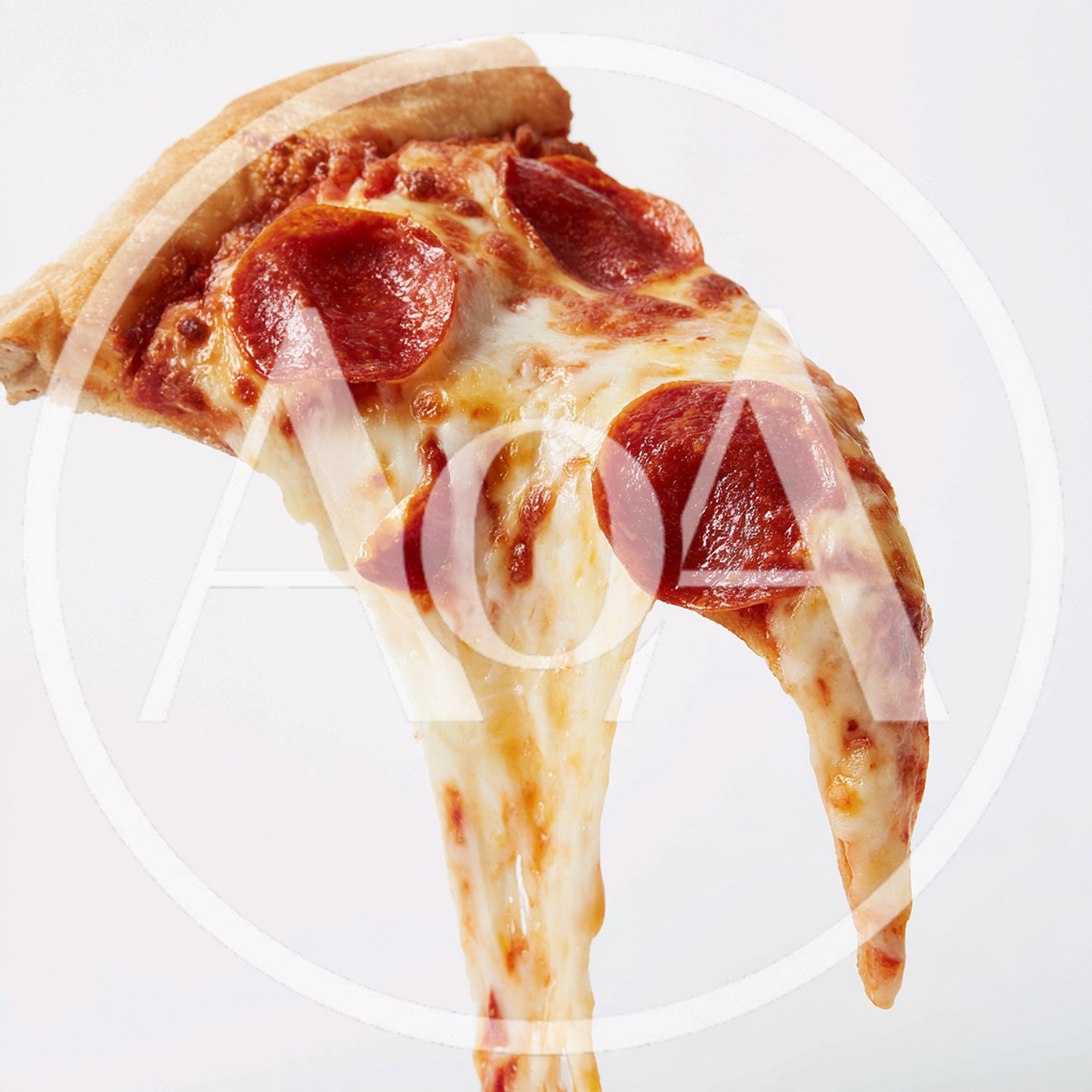 Single Slice Of Pepperoni Pizza With Melting Cheese