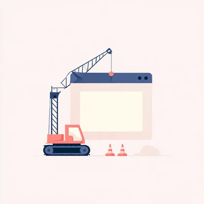 Construction Crane Building A Digital Web Browser Window