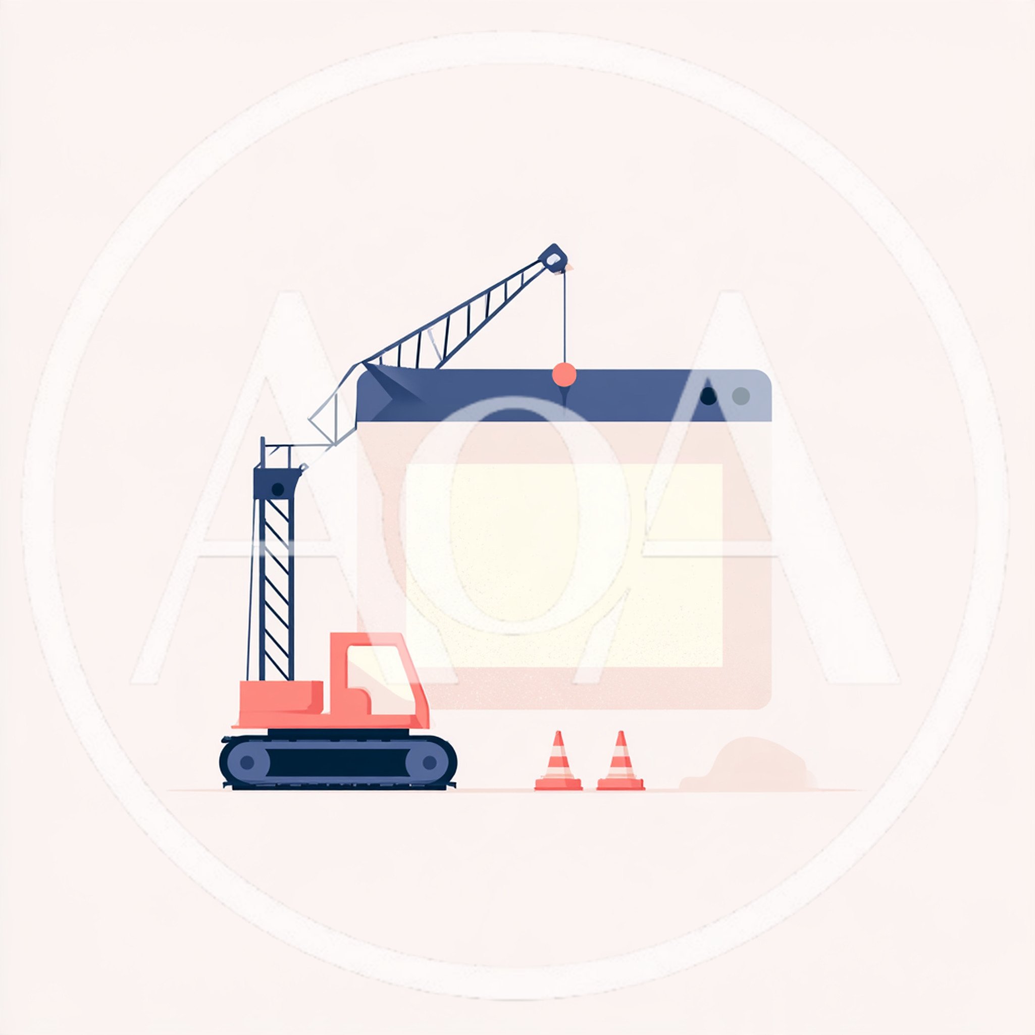 Construction Crane Building A Digital Web Browser Window