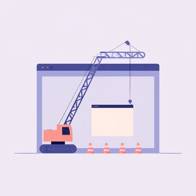 Construction Crane Building A Digital Browser Window
