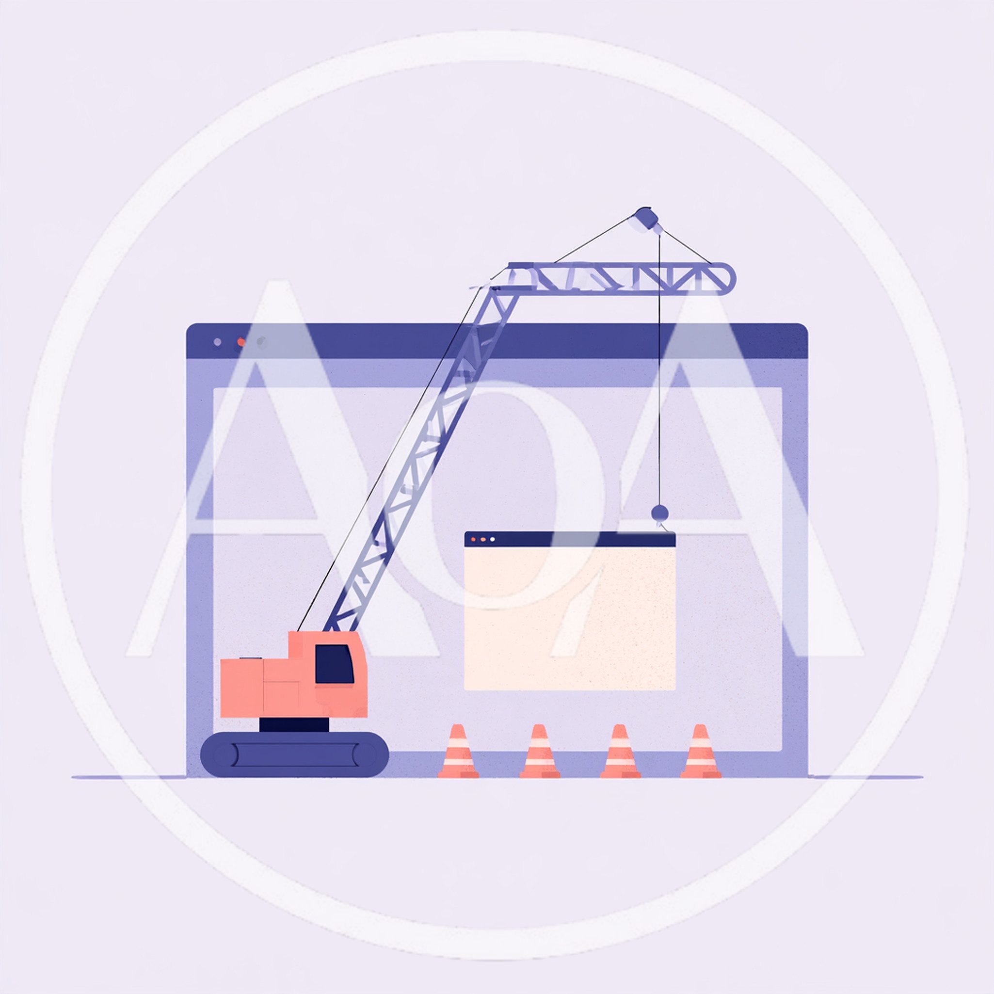 Construction Crane Building A Digital Browser Window