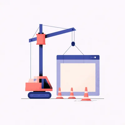 Construction Crane Lifting A Website Browser Window