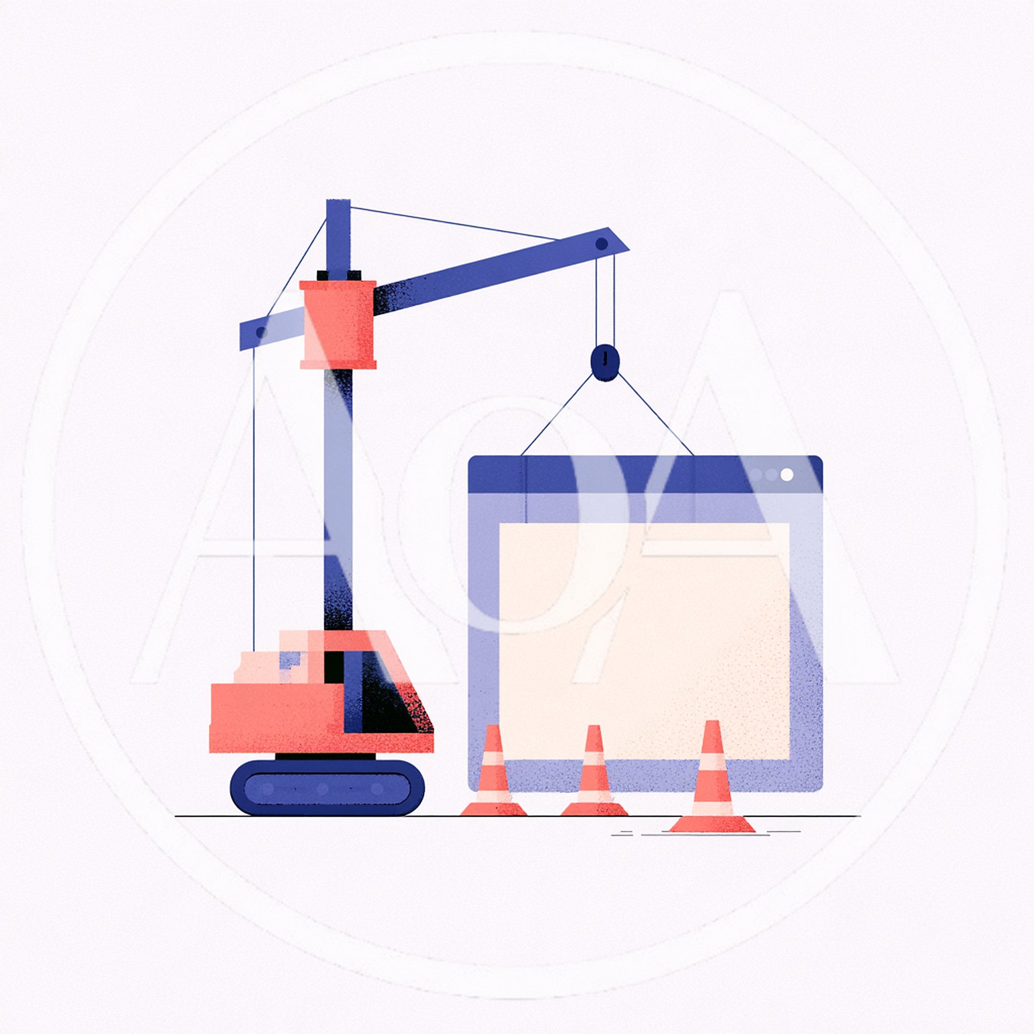 Construction Crane Lifting A Website Browser Window