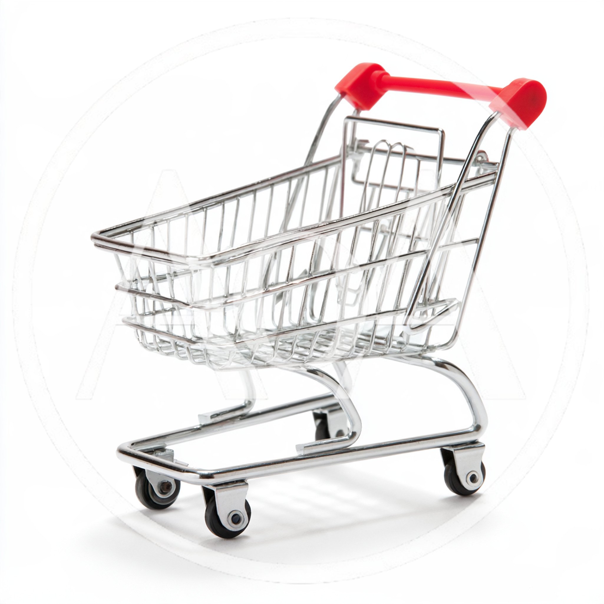 Miniature Metal Shopping Cart Isolated On White