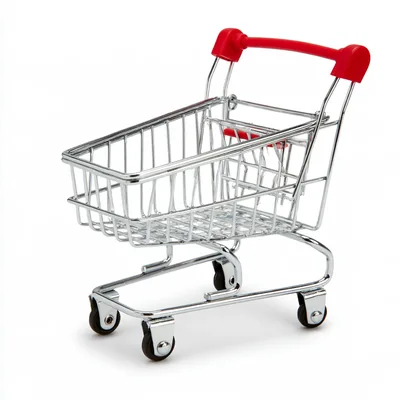 Miniature Metal Shopping Cart Isolated On White