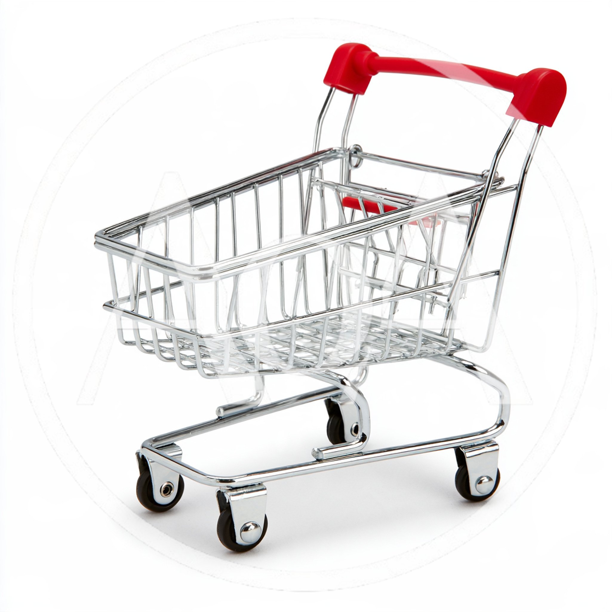 Miniature Metal Shopping Cart Isolated On White