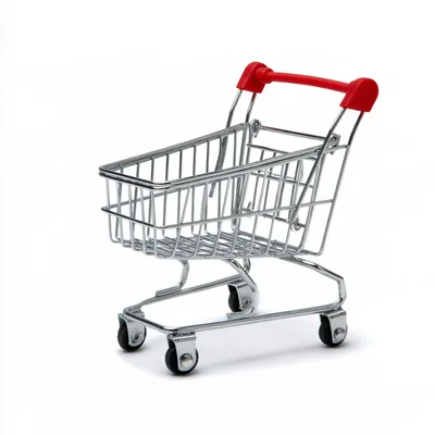 Miniature Metal Shopping Cart Isolated On White Background