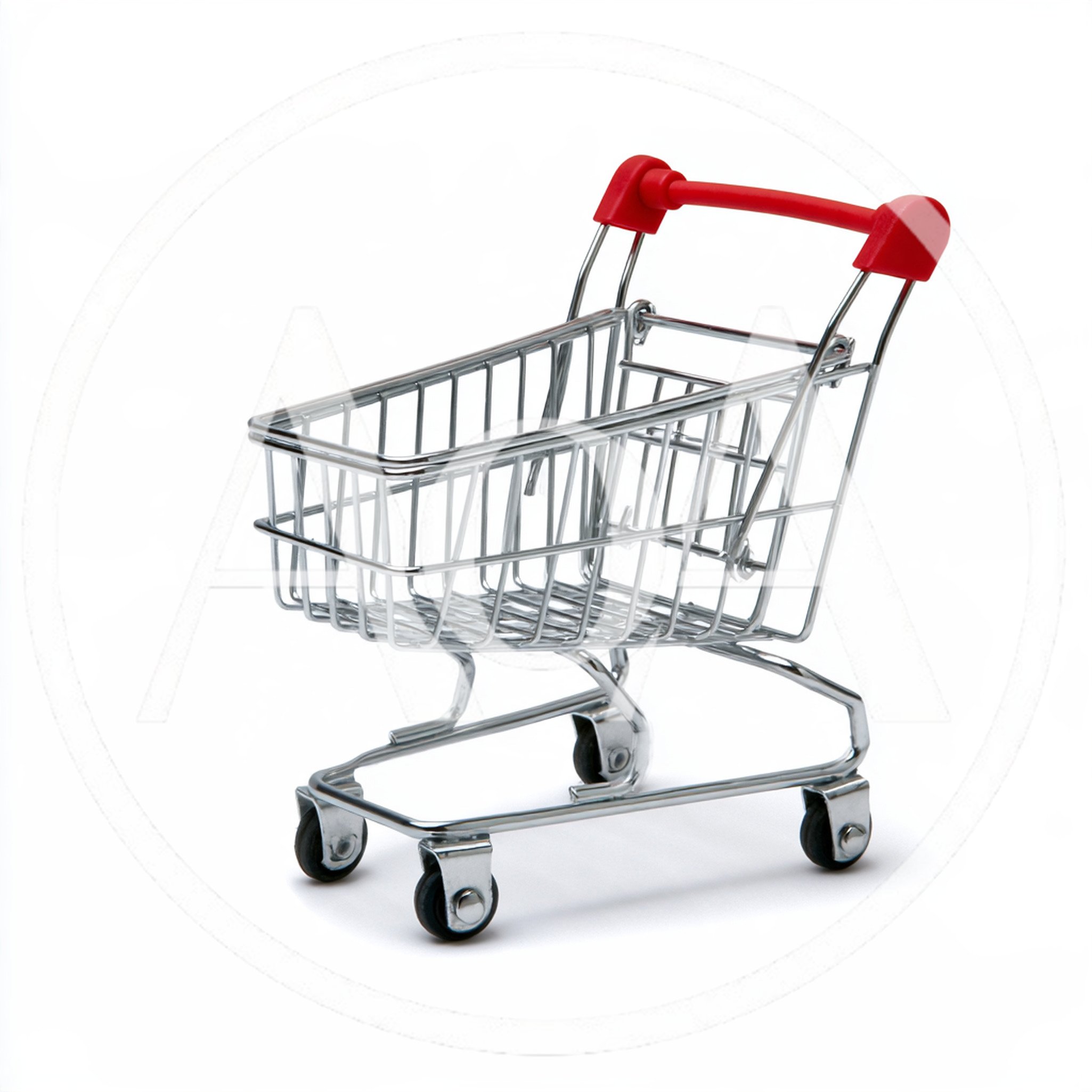 Miniature Metal Shopping Cart Isolated On White Background