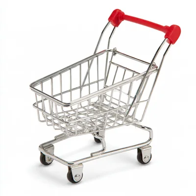 Miniature Metal Shopping Cart Isolated On White